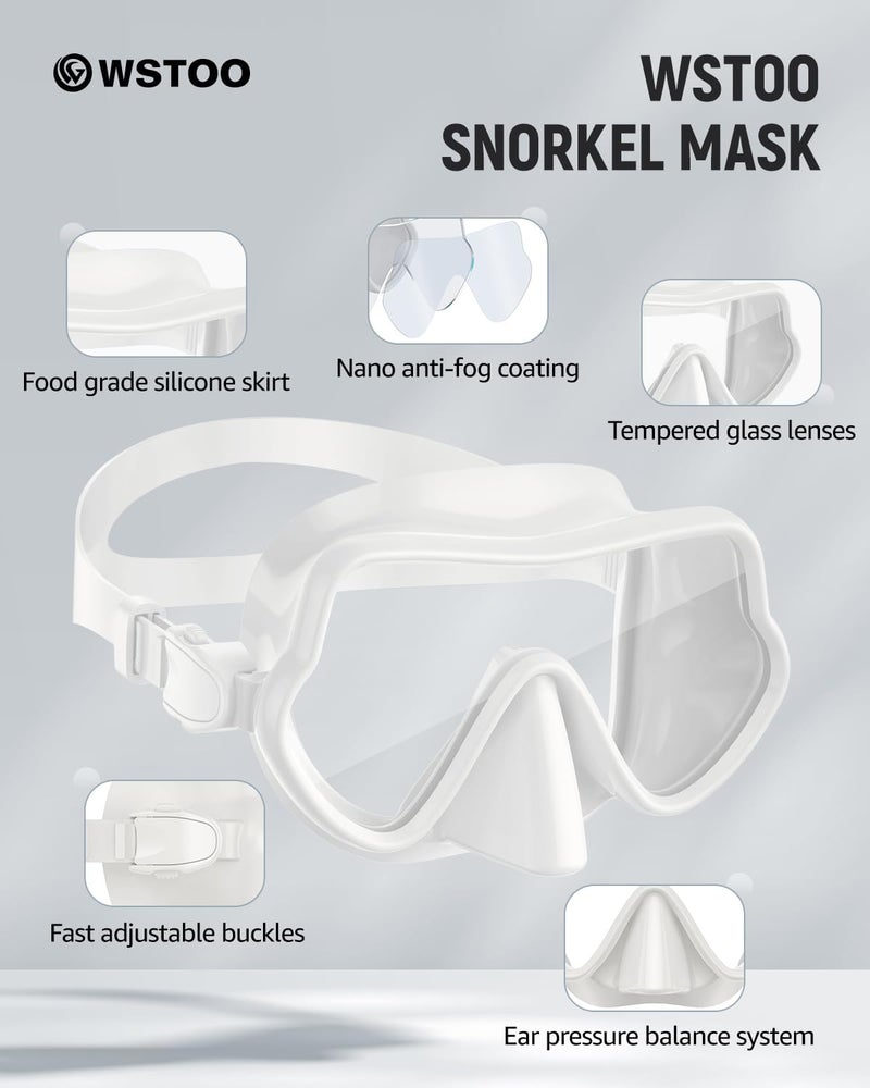 W WSTOO WSTOO Frameless Swim Goggles with Nose Cover for Adults, Panoramic Anti-Glare & Anti-Fog Tempered Glass Lenses, and Perfect Seal Food-Grade Silicone Skirt, Suitable for Snorkelling and Diving - Image 3